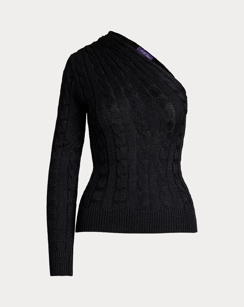 Cable-Knit Silk One-Shoulder Sweater