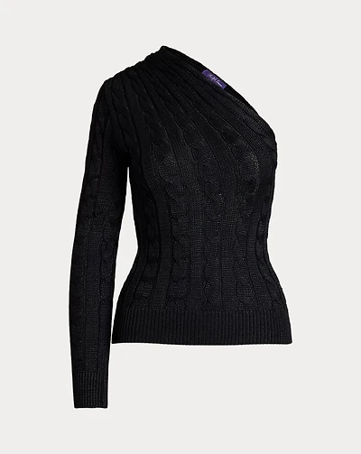 Cable-Knit Silk One-Shoulder Sweater