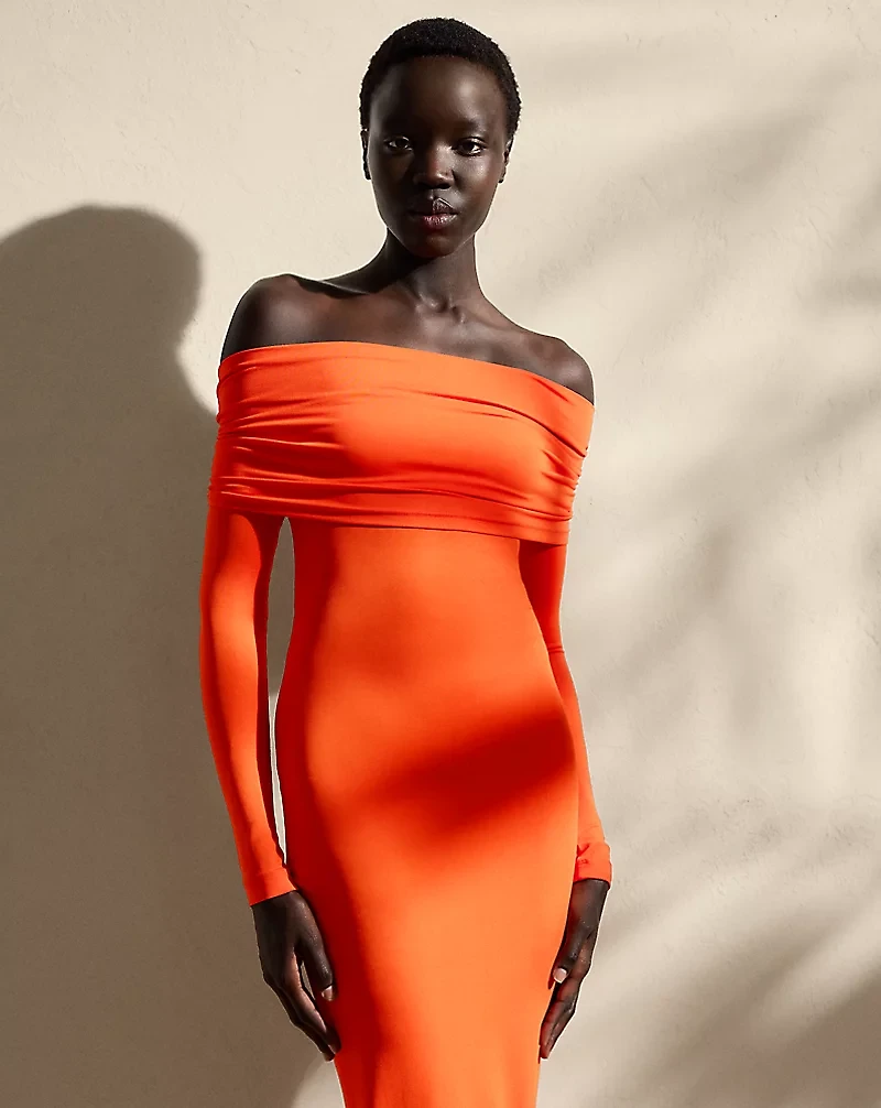 Jersey Off-the-Shoulder Cocktail Dress