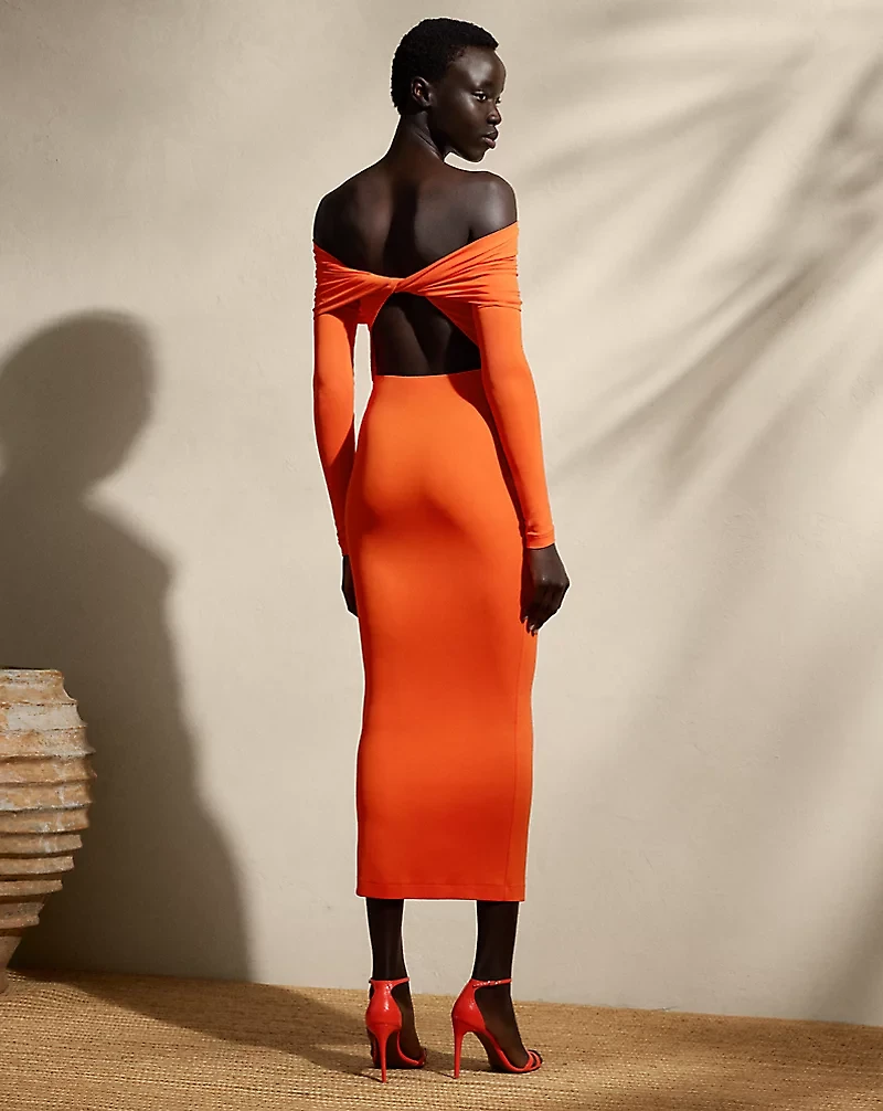 Jersey Off-the-Shoulder Cocktail Dress