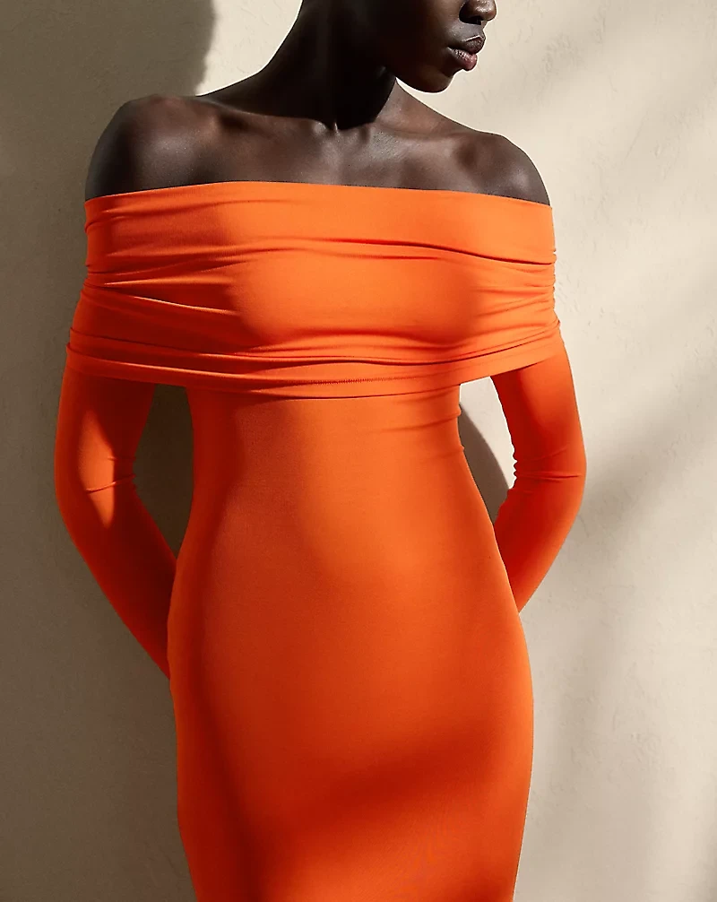 Jersey Off-the-Shoulder Cocktail Dress