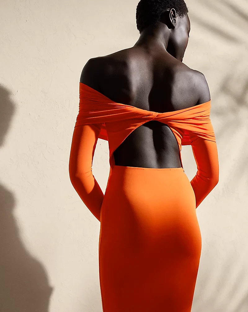 Jersey Off-the-Shoulder Cocktail Dress