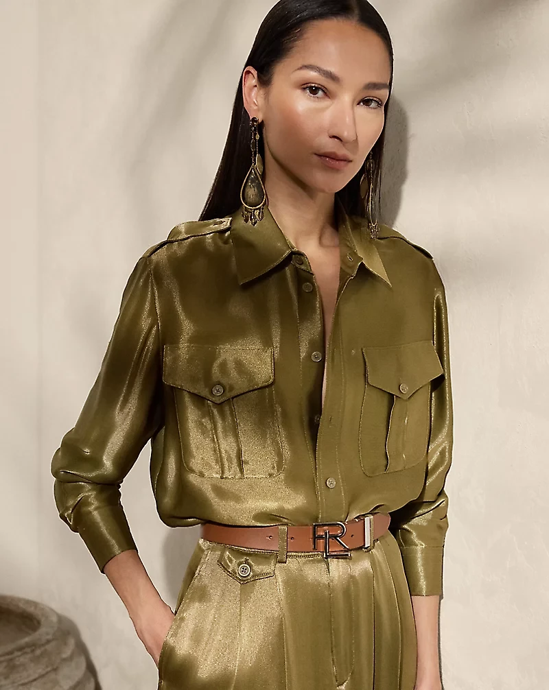 Natalie Metallic Satin Shirt