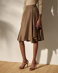 Vivianne Pleated Silk Shantung Skirt