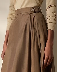 Vivianne Pleated Silk Shantung Skirt