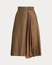 Vivianne Pleated Silk Shantung Skirt