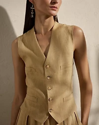 Jaiden Silk-Linen Twill Vest