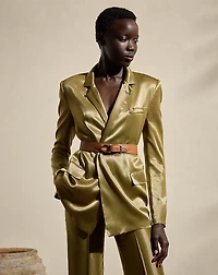 Quinton Belted Metallic Satin Jacket