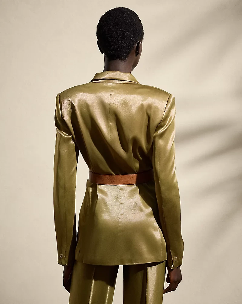 Quinton Belted Metallic Satin Jacket