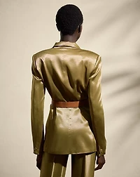 Quinton Belted Metallic Satin Jacket