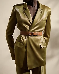 Quinton Belted Metallic Satin Jacket