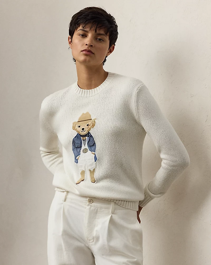 Hamptons Spring Polo Bear Silk Sweater