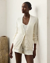 Silk Jersey V-Neck Cardigan Sweater