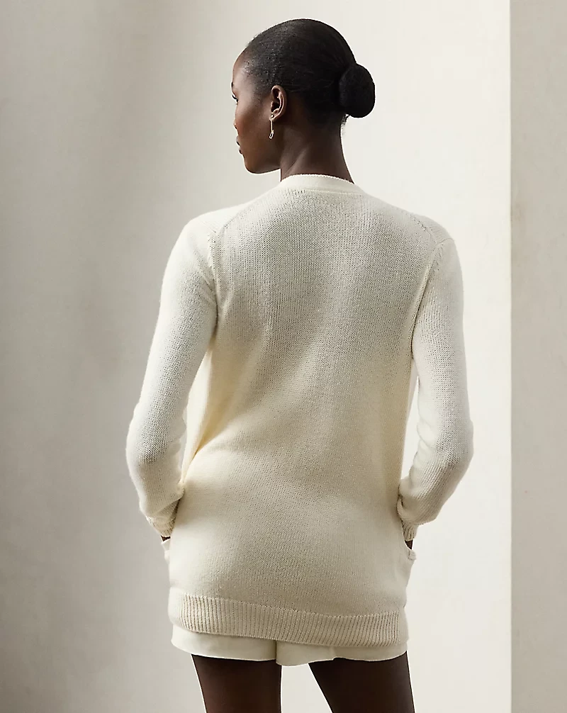 Silk Jersey V-Neck Cardigan Sweater