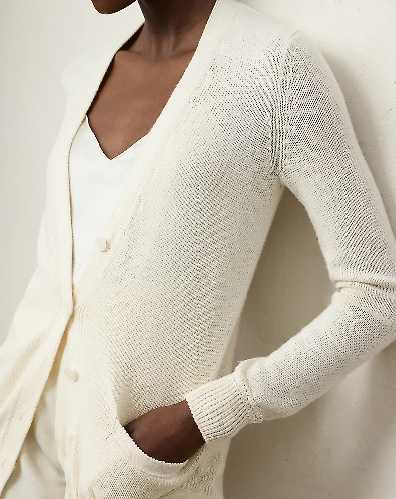 Silk Jersey V-Neck Cardigan Sweater