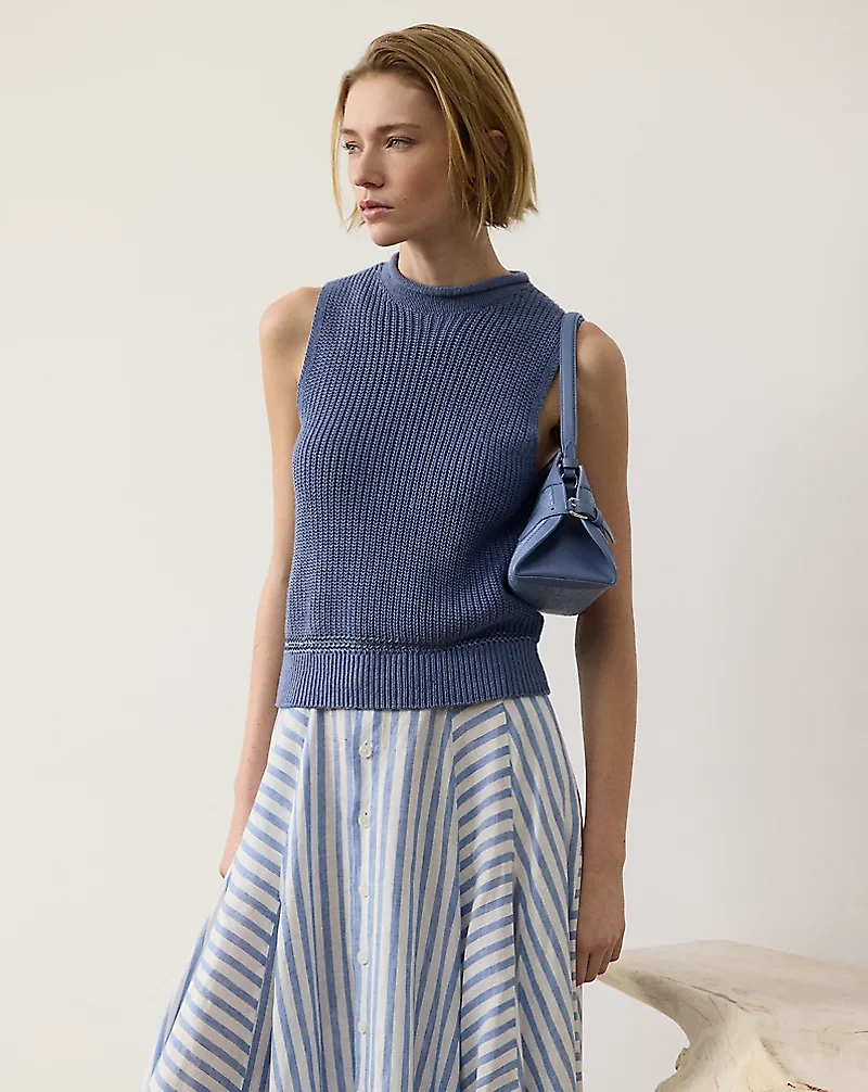 Silk Jersey Sleeveless Rollneck Sweater