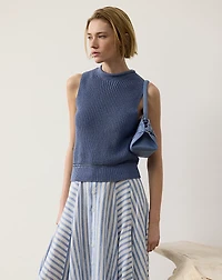 Silk Jersey Sleeveless Rollneck Sweater