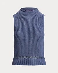 Silk Jersey Sleeveless Rollneck Sweater
