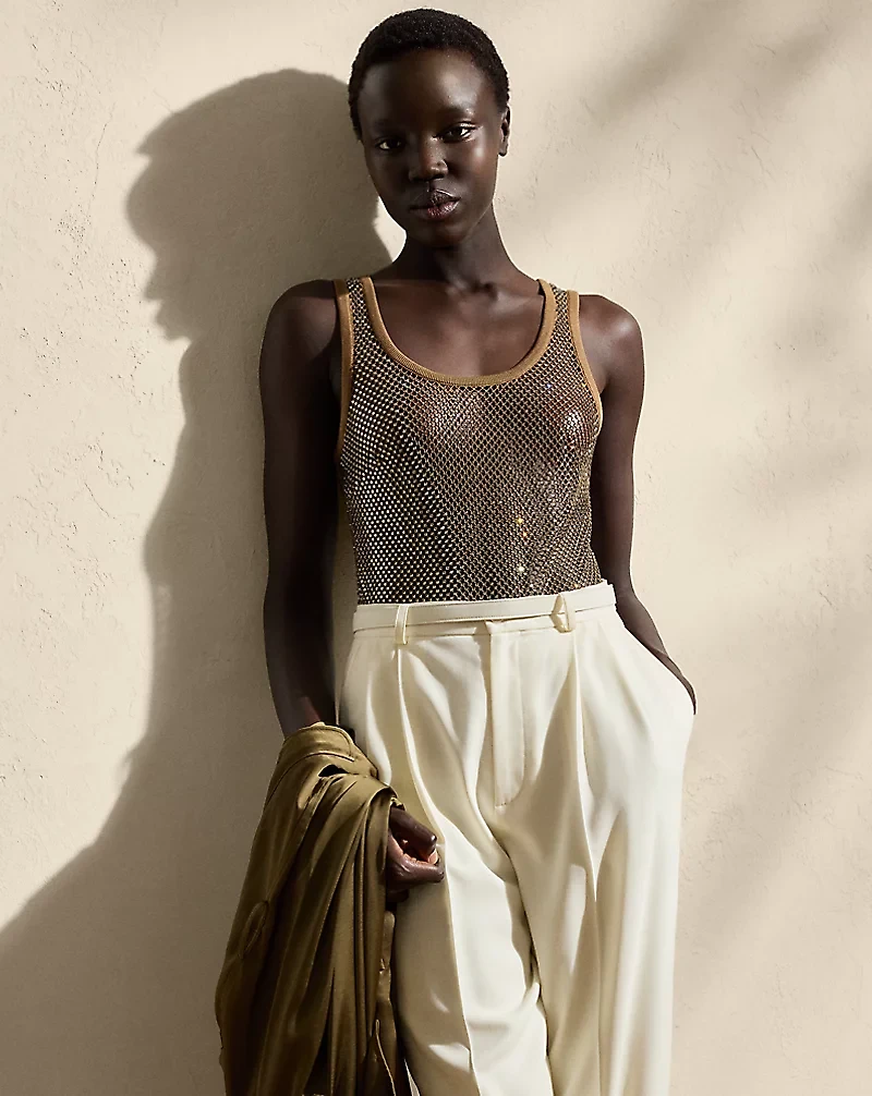 Melony Embellished Mesh Tank Top