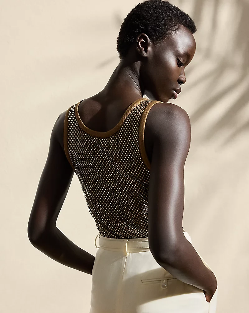 Melony Embellished Mesh Tank Top