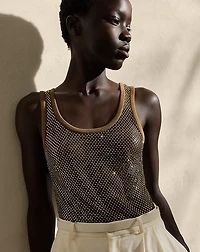 Melony Embellished Mesh Tank Top