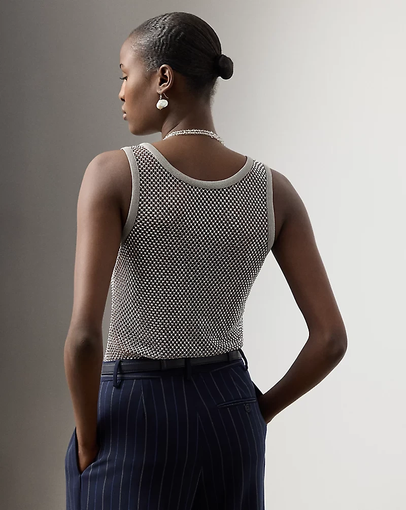 Melony Embellished Mesh Tank Top