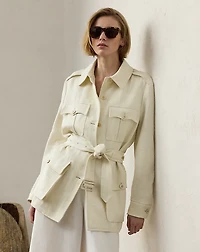 Sydney Linen Basket-Weave Field Jacket