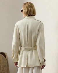 Sydney Linen Basket-Weave Field Jacket
