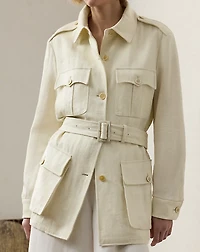 Sydney Linen Basket-Weave Field Jacket