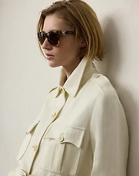 Sydney Linen Basket-Weave Field Jacket