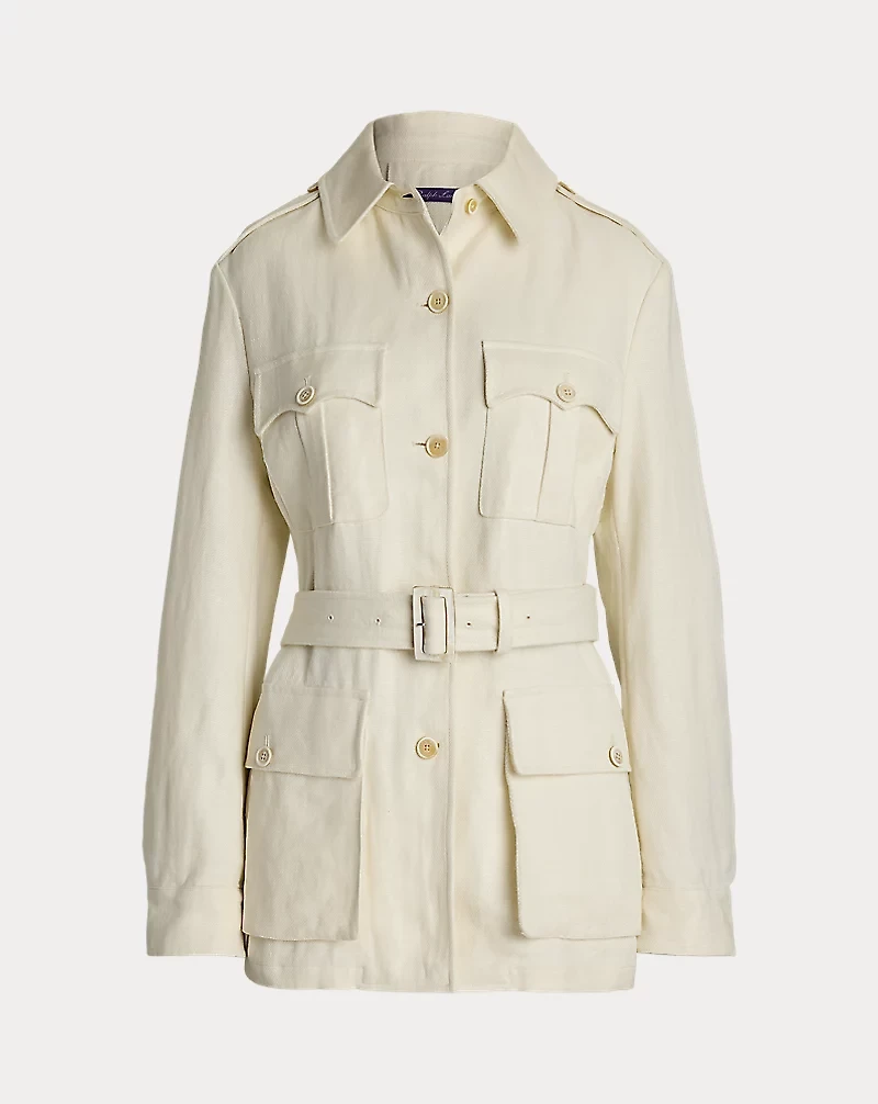 Sydney Linen Basket-Weave Field Jacket