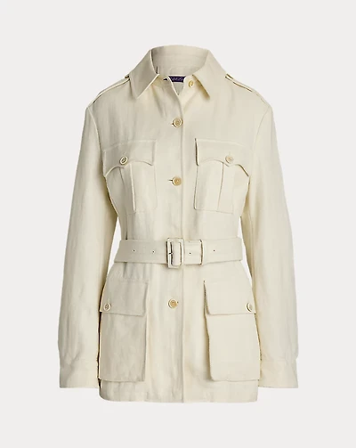 Sydney Linen Basket-Weave Field Jacket