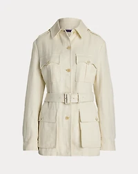 Sydney Linen Basket-Weave Field Jacket