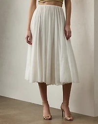 Trivelas Embellished Pleated Voile Skirt