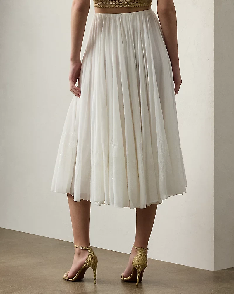 Trivelas Embellished Pleated Voile Skirt