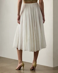 Trivelas Embellished Pleated Voile Skirt