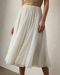 Trivelas Embellished Pleated Voile Skirt