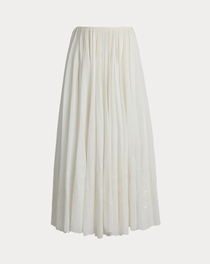 Trivelas Embellished Pleated Voile Skirt