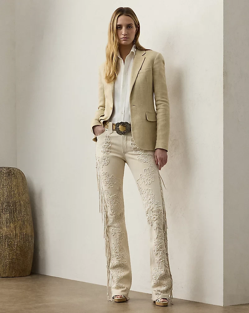 Annabeth Embellished Fringe Suede Pant