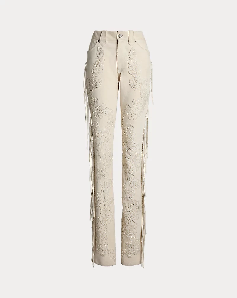Annabeth Embellished Fringe Suede Pant