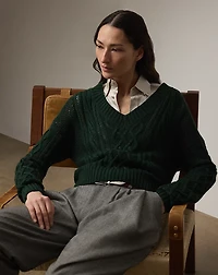 Cable-Knit Silk-Cashmere V-Neck Sweater