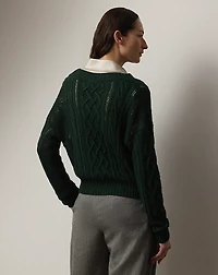 Cable-Knit Silk-Cashmere V-Neck Sweater