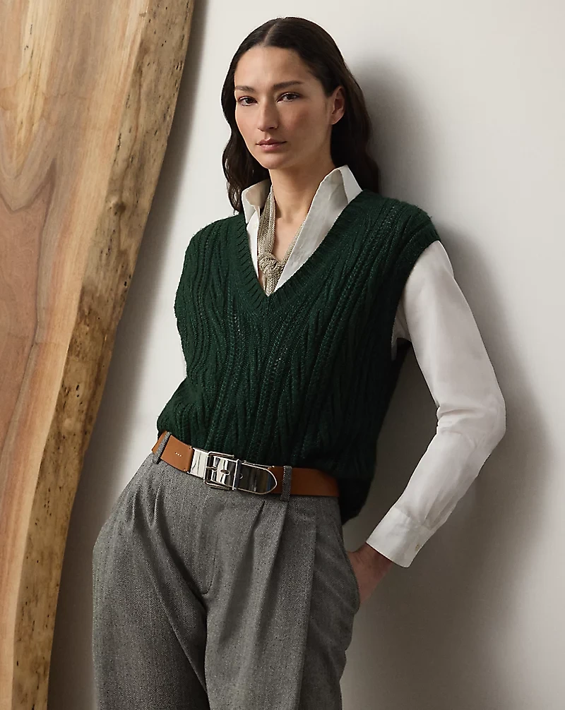 Cable-Knit Silk-Cashmere Sweater Vest