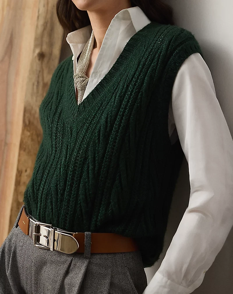 Cable-Knit Silk-Cashmere Sweater Vest