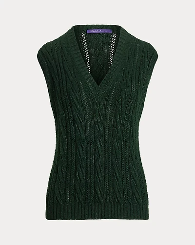 Cable-Knit Silk-Cashmere Sweater Vest