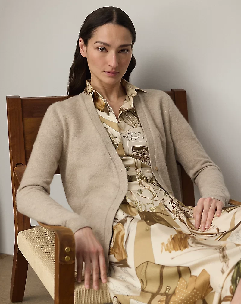 Cashmere-Blend V-Neck Cardigan