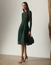 Crewneck Long-Sleeve Sweater Day Dress