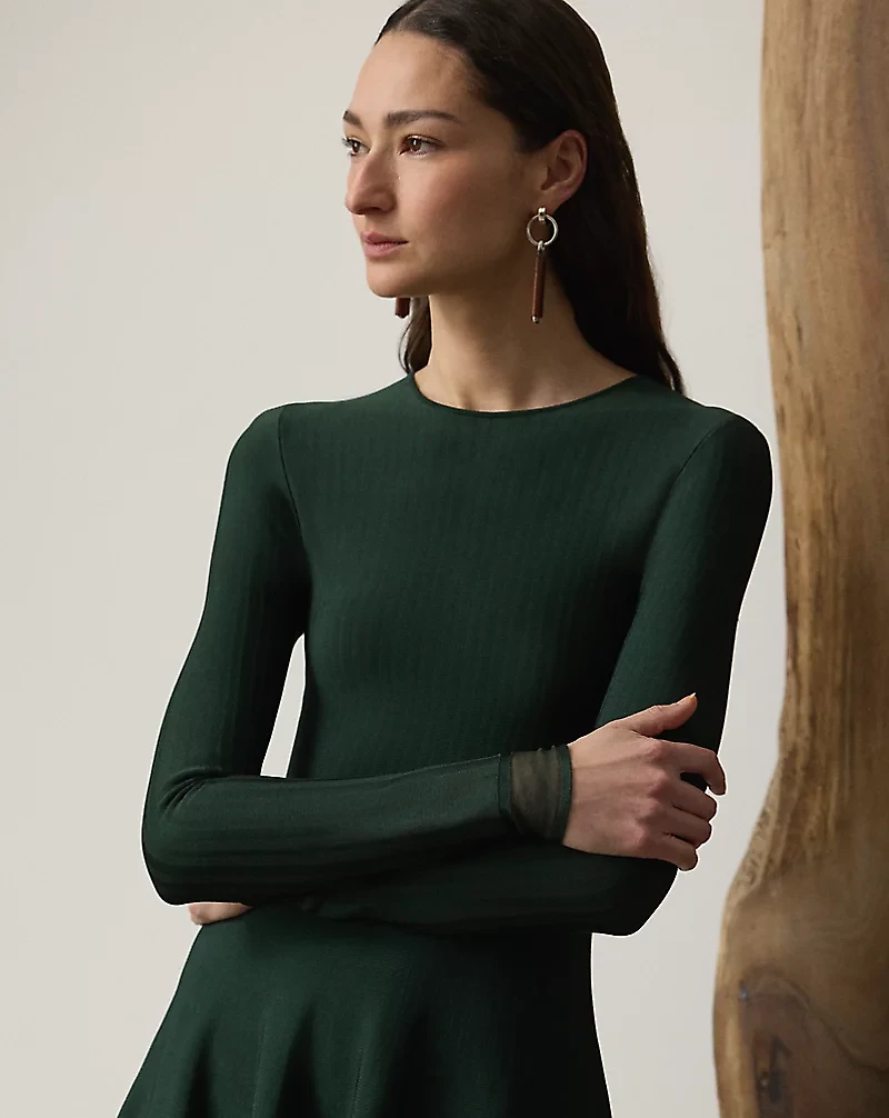 Crewneck Long-Sleeve Sweater Day Dress
