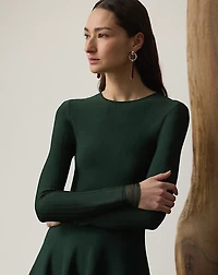 Crewneck Long-Sleeve Sweater Day Dress