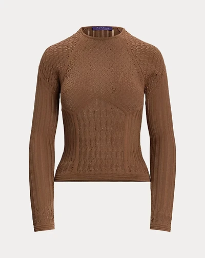 Lace Pointelle Raglan-Sleeve Sweater